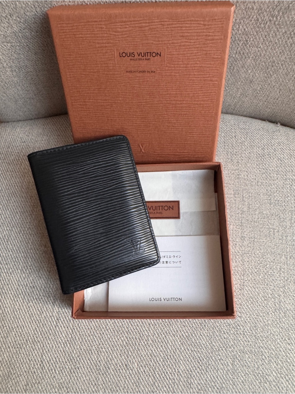 Louis Vuitton Black Epi Leather Card Case